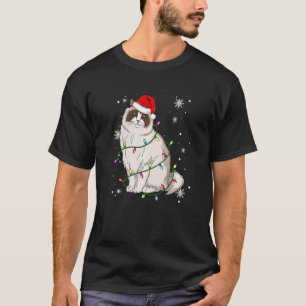 Camiseta Ragdoli Cat Natal Luzes Natal Papais noeis de gato