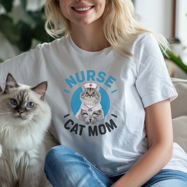 Camiseta Ragdoll Cat "Enfermeira Cat Mãe" (Ragdoll Cat "Nurse Cat Mom" T-Shirt, mothers day gift)