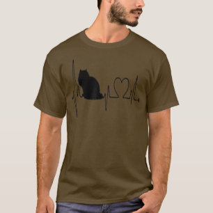 Camiseta Ragdoll Cat Heartbeat EKG Engraçado Eu Amo Meu Rag