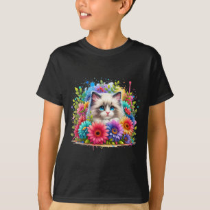 Camiseta Ragdoll Cat Mãe Mãe 39s Dia Aquarela Colorida