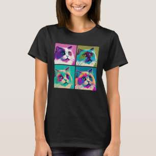 Camiseta Ragdoll Cat Pop Ilustração Animais Coloridos