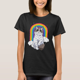 Camiseta Ragdoll Cat Rainbow Galaxy Kitten Space Gatinho Lo
