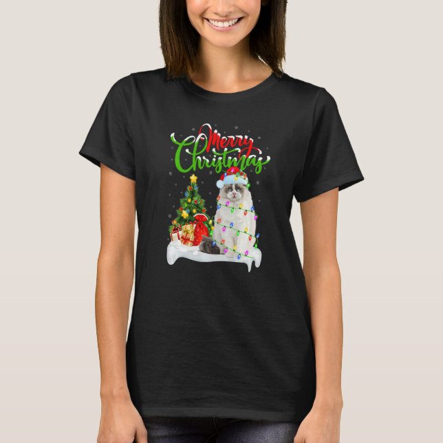 Camiseta Ragdoll Cat  Xmas Decorations Santa Ragdoll Christ (Frente)