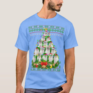 Camiseta Ragdoll Cat Xmas Lighting Tree Papais noeis Ragdol