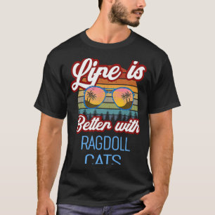 Camiseta Ragdoll Pôr do Sol Retro Com Gatos Ragdoll