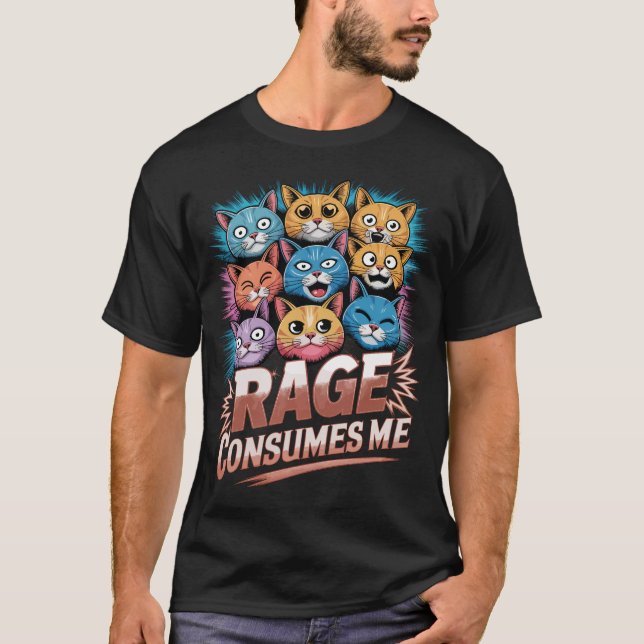Camiseta Rage consome-me - Engraçado Presente de Gato Irrit (Frente)