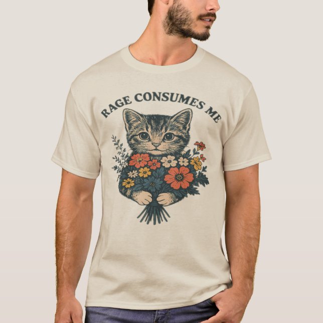 Camiseta Rage consome-me gato-gato-gato-de-flor-doce (Frente)