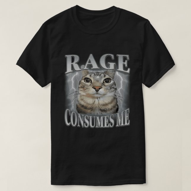 Camiseta Rage consome-me Meme Cat (Frente do Design)
