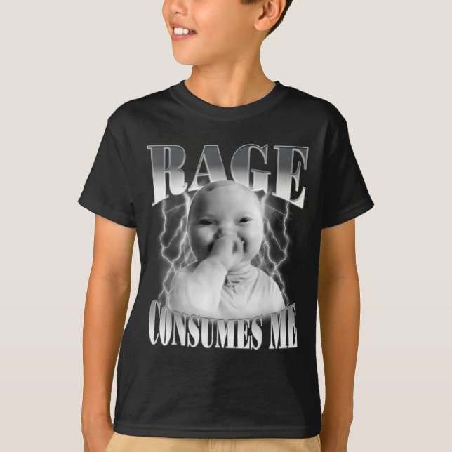 Camiseta Rage Consumes Me Funny Ai Baby Holding Laugh Brain (Frente)