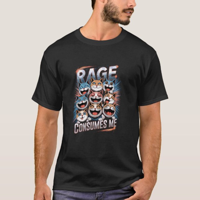 Camiseta Rage Me Consome Rostos de Gato (Frente)