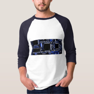 Camiseta Raglan azul da luva do t-shirt 3/4 do circuito