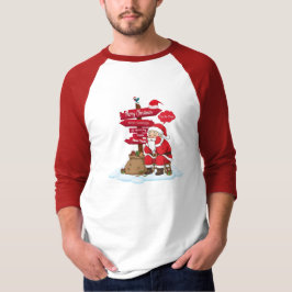 Camiseta Raglan Christmas Shirt: Funny Santa 3/4 Sleeve Hol