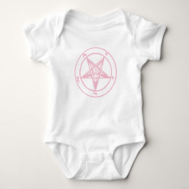 Camiseta Raglan cor-de-rosa de Baphomet (Frente)