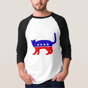 Camiseta Raglan dos homens do partido do gato