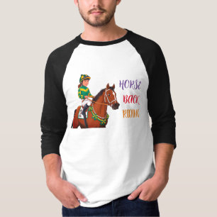 Camiseta Raglan Horse e Rider T-shirt de uso masculino