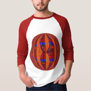 Camiseta Raglan redondo vermelho da luva do t-shirt 3/4 da