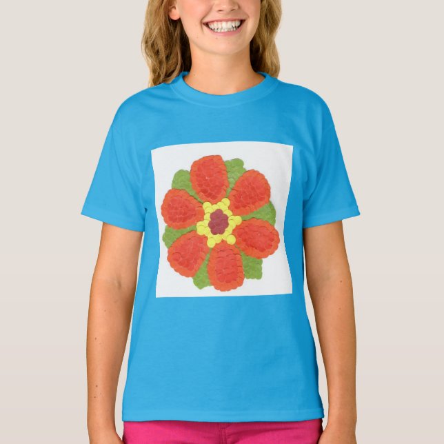 Camiseta Raglan, Roupa americano de meninas de flores secas (Frente)