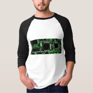 Camiseta Raglan verde da luva do t-shirt 3/4 do circuito