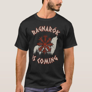 Camiseta Ragnarok Está Chegando Lobo Vegvisir Viking Viking