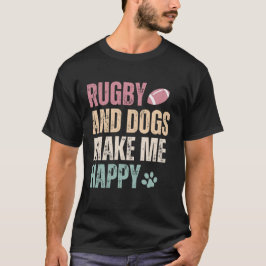 Camiseta Râguebi E Cachorros Me Fazem Feliz