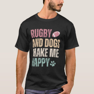 Camiseta Râguebi E Cachorros Me Fazem Feliz
