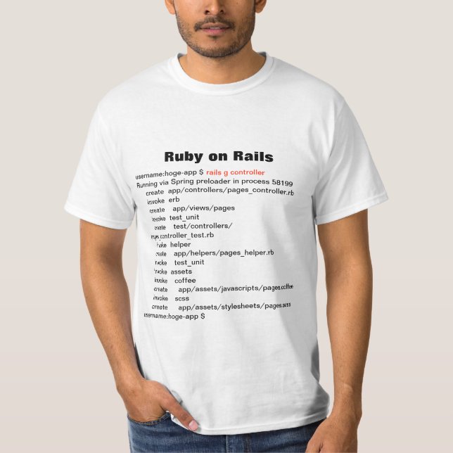 Camiseta rails g controller (Ruby on Rails) T-shirts (Frente)