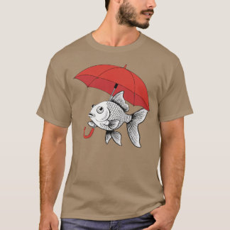 Camiseta Rain or Shine – Fish with Umbrella Funny T-Shirt