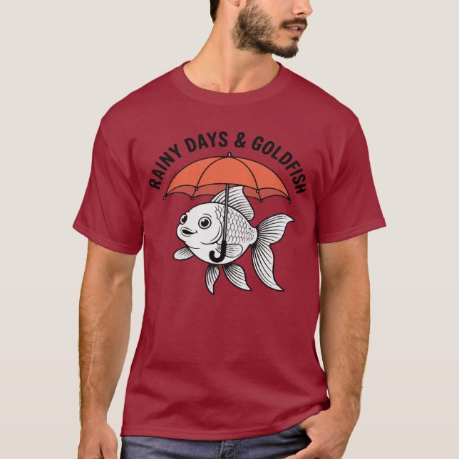 Camiseta Rain or Shine – Fish with Umbrella Funny T-Shirt (Frente)