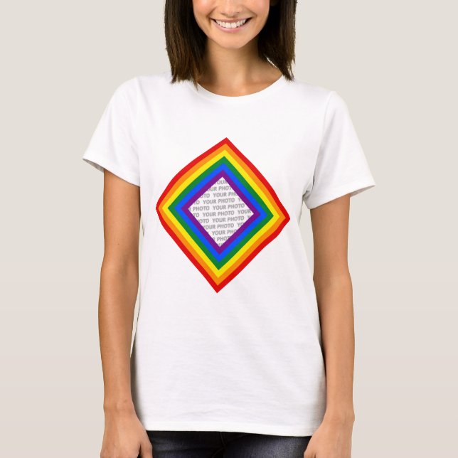 Camiseta RAINBOL FLAG FRAME + sinal ou imagem (Frente)