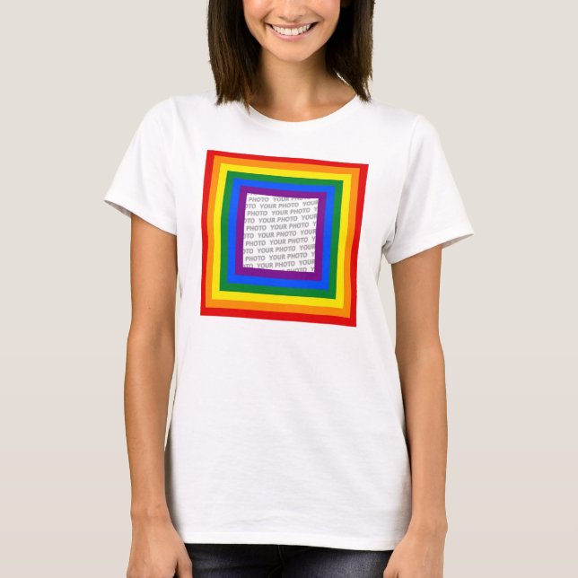Camiseta RAINBOL FLAG FRAME + sinal ou imagem (Frente)