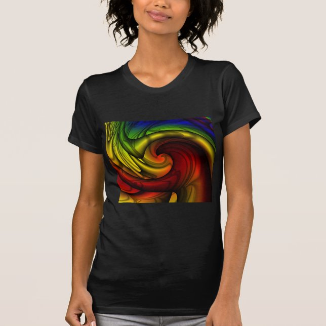 Camiseta Rainbots e Mel | Arte Fractal Arco-Íris (Frente)