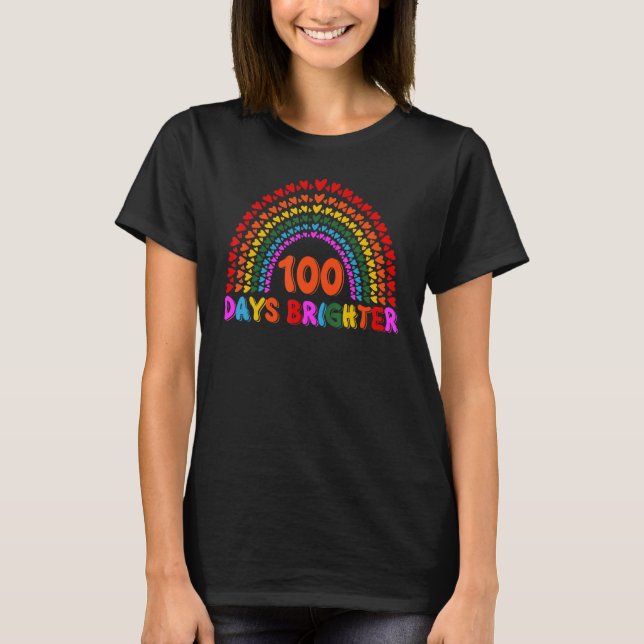 Camiseta Rainbow 100 Days Brighter Teacher Student 100 Days (Frente)