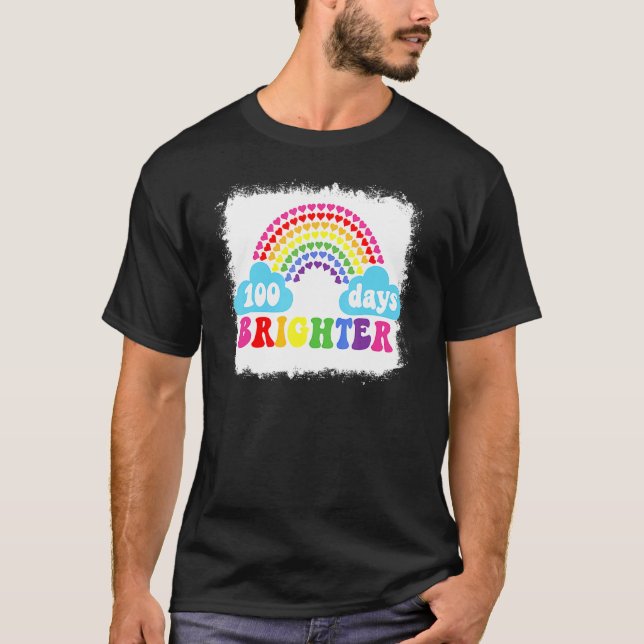 Camiseta Rainbow 100 Days Brighter Teacher Student 100 Days (Frente)