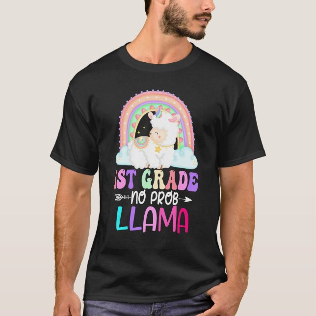 Camiseta Rainbow 1st Grade No Prob Llama 100th Day of Schoo (Frente)
