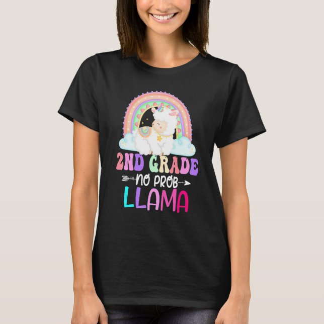 Camiseta Rainbow 2nd Grade No Prob Llama 100th Day of Schoo (Frente)