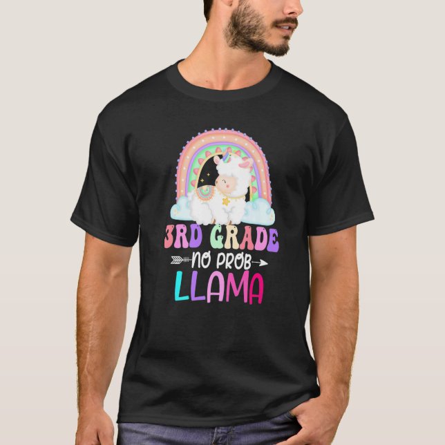 Camiseta Rainbow 3rd Grade No Prob Llama 100th Day of Schoo (Frente)