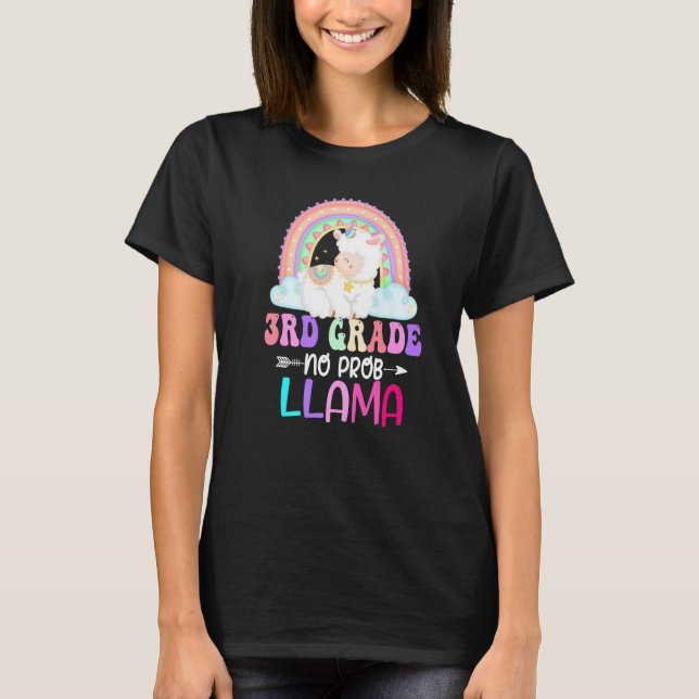 Camiseta Rainbow 3rd Grade No Prob Llama 100th Day of Schoo (Frente)