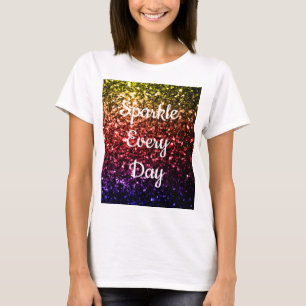 Camiseta Rainbow amarelo vermelho roxo Sparkle todos os dia
