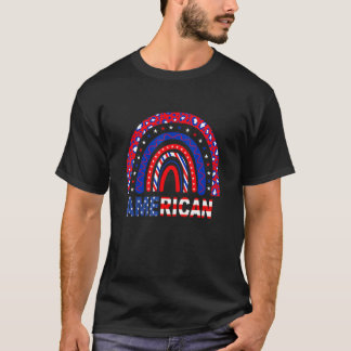 Camiseta Rainbow American Flag Patriótico Happy 4 De Julho
