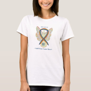 Camiseta Rainbow Awareness Ribbon Angel Custom Cause Shirts