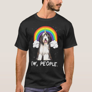 Camiseta Rainbow Bearded Collie Ew Pessoas Unicorn