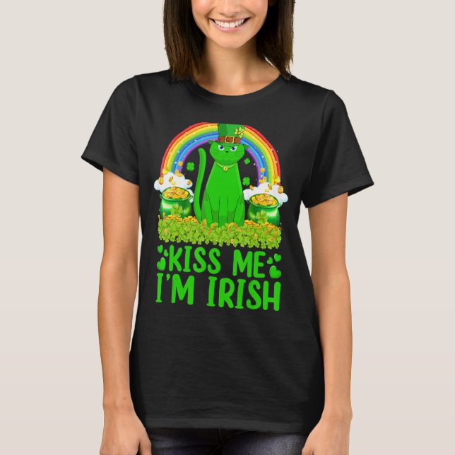 Camiseta Rainbow Beija-me Eu sou Irlandês Siamês Rua Patric (Frente)