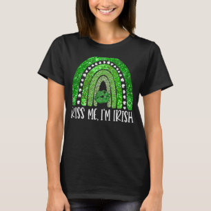 Camiseta Rainbow Beija-me Sou Irlandês Shamrock Irlandês Ru