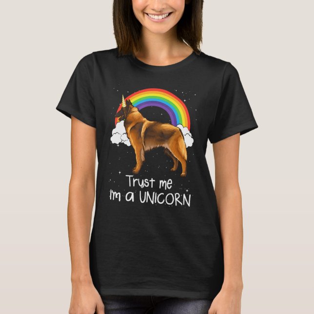 Camiseta Rainbow Belga Tervuren Acredita Em Mim Um Cão Unic (Frente)