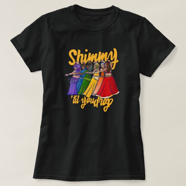 Camiseta Rainbow Belly Dancer Art Belly Dance Troupe (Frente do Design)