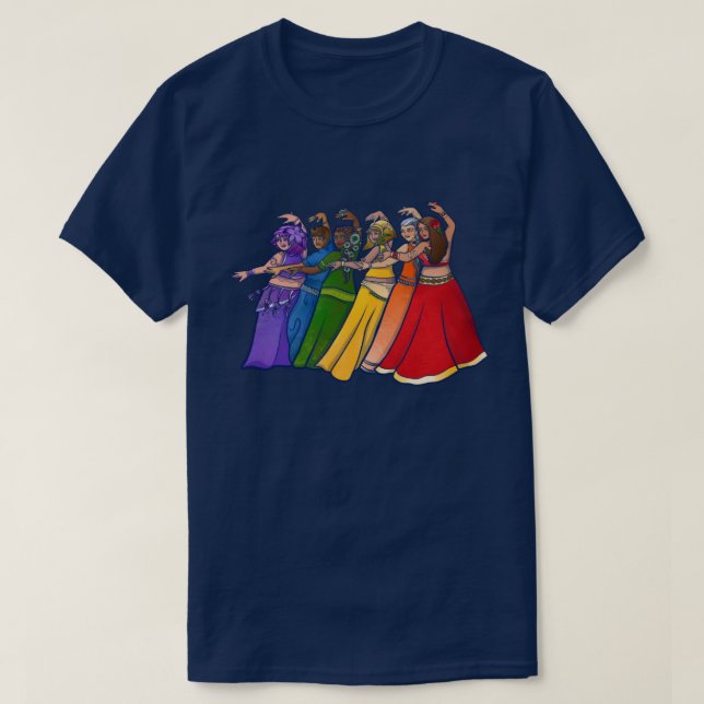Camiseta Rainbow Belly Dancer Art Belly Dance Troupe (Frente do Design)