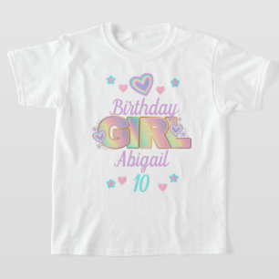 Camiseta Rainbow Birthday Rapariga idade personalizada Irid