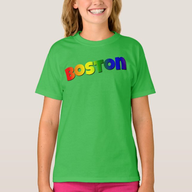 Camiseta Rainbow Boston Font (Frente)