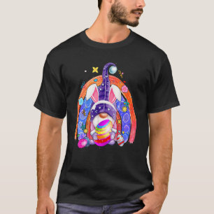 Camiseta Rainbow Bunny Gnome Rabbit Ovos caçando Feliz Orie