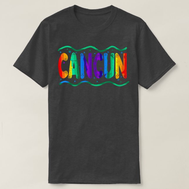 Camiseta Rainbow Cancun Meico Typografia Ondas Oceanas (Frente do Design)